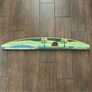 Hand Painted Primitive Rustic Folk Art Goose and Cabin Wooden Wall Decor